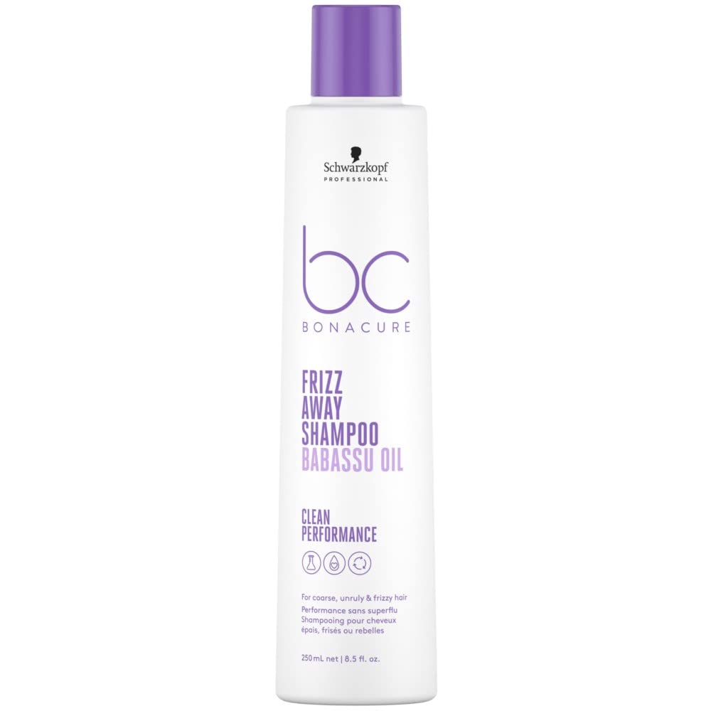 Schwarzkopf Professional Bonacure Frizz Away Shampoo for Coarse Unrestrained Frizzy Hair, Vegan Babassu Oil, Anti-Moisture Effect, Long-Lasting Smoothness, Intense Shine, 250 ml