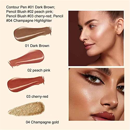 Cream Bronzer Contour Beauty Wand,Highlighter and Bronzer Stick with Cushion Applicator Attached Easy to Blend,Long Lasting & Smooth Natural Matte Finish (Peach Pink)