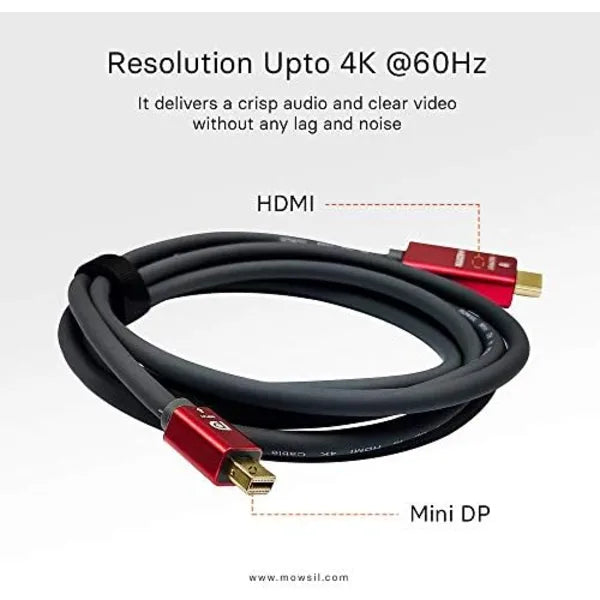 Mowsil Mini DP to HDMI 4K Cable (2 Meter)