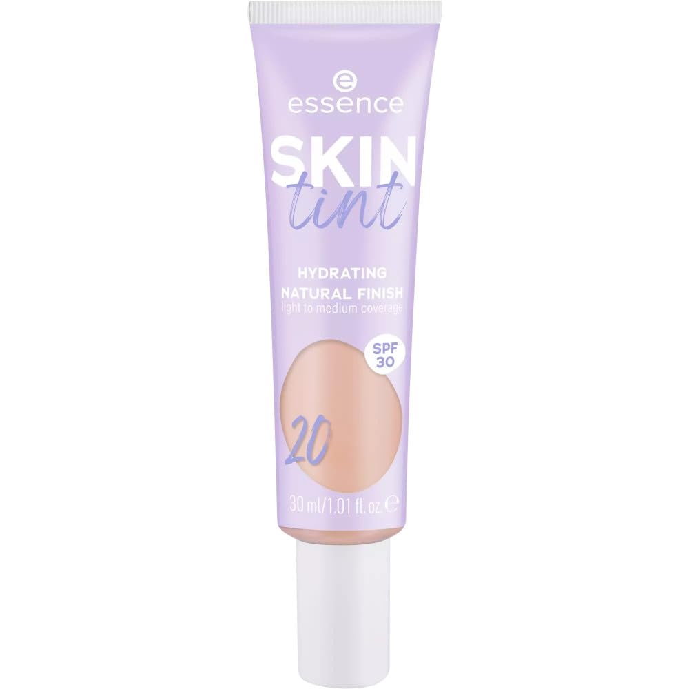 essence Skin Ink, Make-up, No. 20, Nude, Moisturising, Natural, Vegan, Oil-Free, UVA and UVB Filter + SPF 30, No Perfume, Pack of 1 (30 ml)