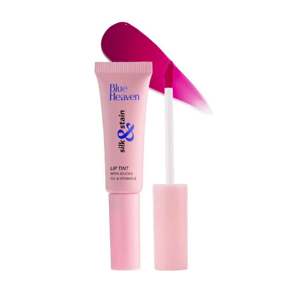 Blue Heaven Silk & Stain Lip Tint, With Jojoba Oil & Vitamin E, Long Lasting, Non Sticky, Transfer Proof Formula, Natural Finish, Raspberry Love,8ml