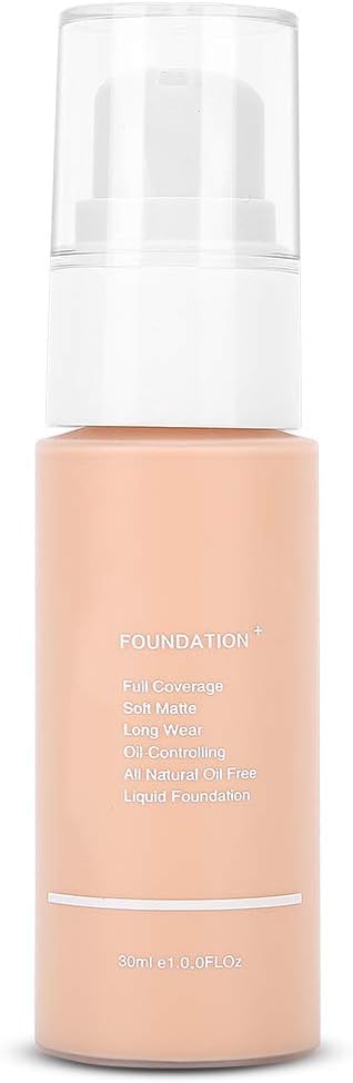 Matte + Liquid Foundation Makeup, 30ml Liquid Foundation Oil Control Concealer Matte Foundation for Women Girls