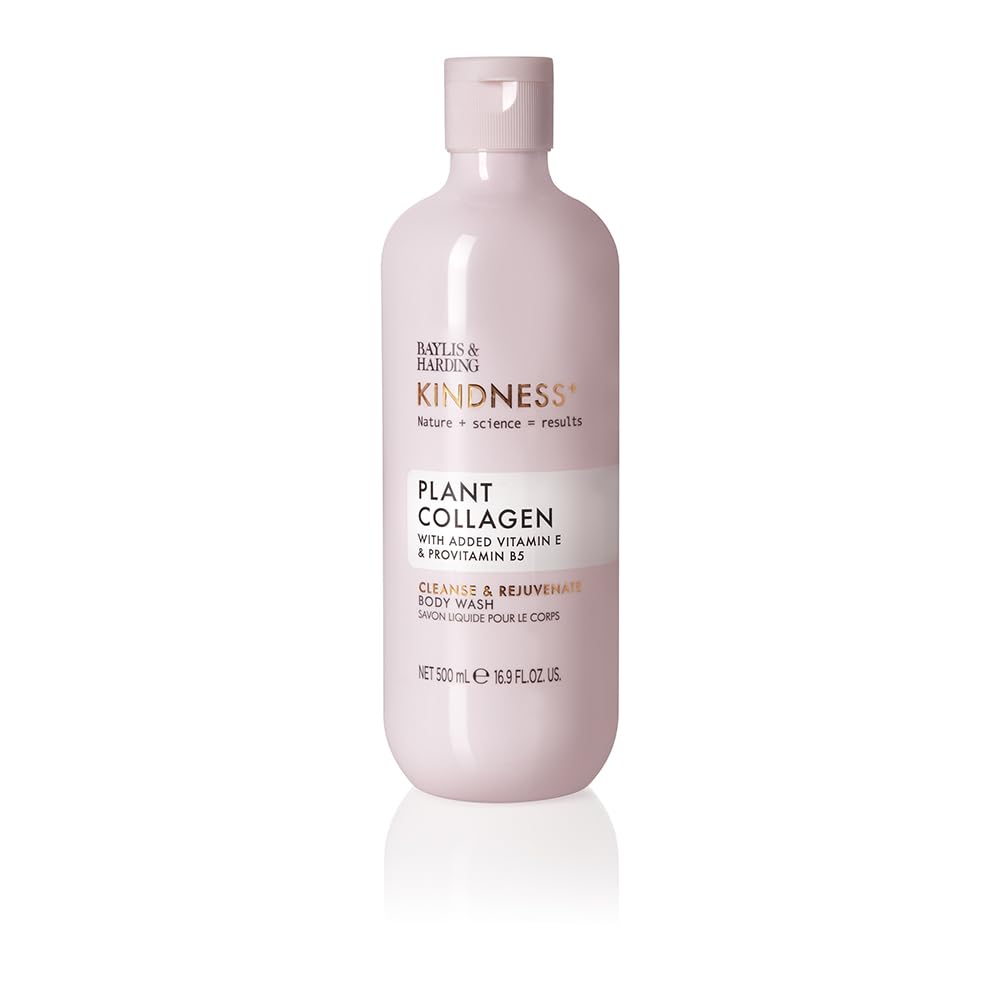 Baylis & Harding Kindness + Plant Collagen Cleanse & Rejuvenate Luxury Body Wash 500ml | Added Vitamin E & Provitamin B5 | Vegan | Dermatologist approved.