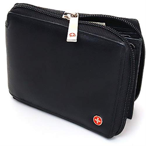 Alpine Swiss Alp-1459 Bifold Wallet for Men (Black, Leather)