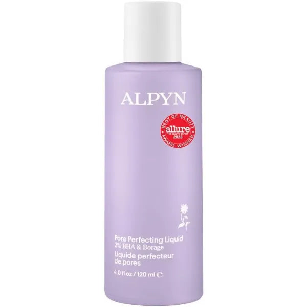 Alpyn Pore Perfecting Liquid Toner with 2% BHA & Borage Liquid Exfoliator to Minimize Pores, Calm & Restore Skin's Natural pH 4 oz / 120 ml