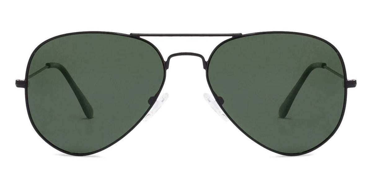 Vincent Chase Eyewear By Lenskart | Full Rim Aviator Branded Latest and Stylish Sunglasses | Polarized and 100% UV Protected | Men & Women | Medium | VC 5158/P-Pack of 1 | Frame Black / Green Lens