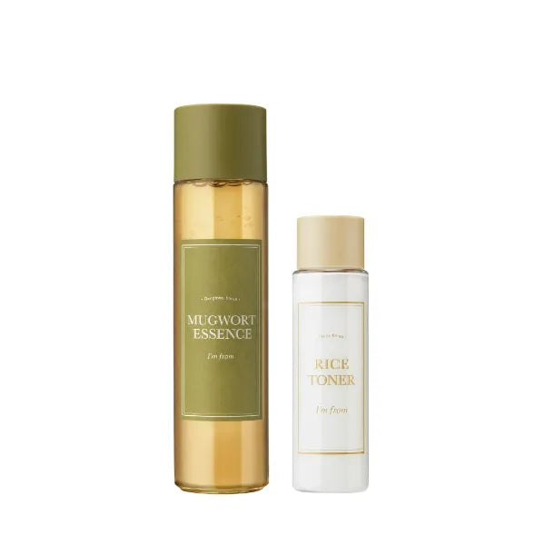 I'm From Mugwort Essence 5.4 Fl Oz + Rice Toner 1.01 Fl Oz Set, Glowing Calming Korean Skincare, Redness relief For Normal, Dry, Sensitive Skin