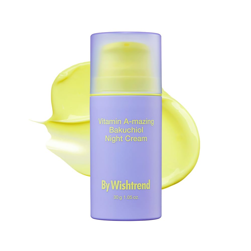 By Wishtrend Vitamin A-mazing Bakuchiol Night Cream, Retinal moisturizer to start well-aging, Retinol, Night treatment for fine line, saggy, dry skin for sensitive skin, 1.05 oz, 30g