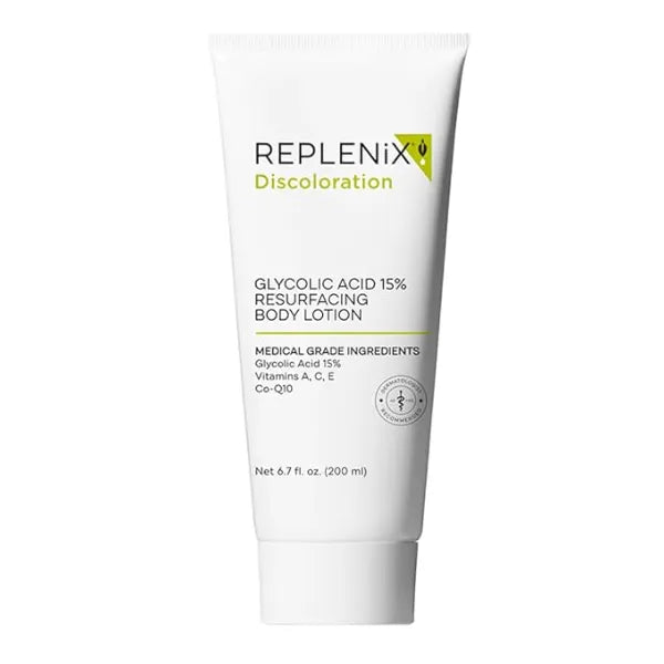 Replenix Glycolic Acid 15% Resurfacing Body Lotion, Medical-Grade Brightening & Hydrating Exfoliating Cream for Skin Discoloration & Rough Texture (6.7 fl. oz)