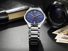 CURREN 8280 Male Quartz Watch Ultra-Thin Dial Stainless Steel Band Luminous Men Wristwatch Watches Relogio Masculino - SILVER BLUE