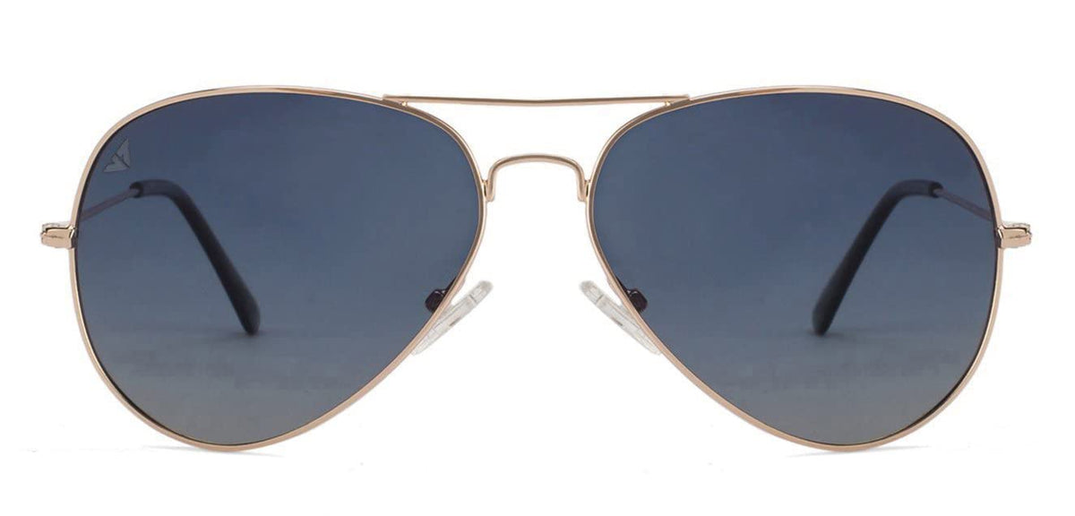 Vincent Chase Eyewear By Lenskart | Full Rim Aviator Branded Latest and Stylish Sunglasses | Polarized and 100% UV Protected | Men & Women | Medium | VC 5158/P-Pack of 1 | Frame Golden / Blue Lens
