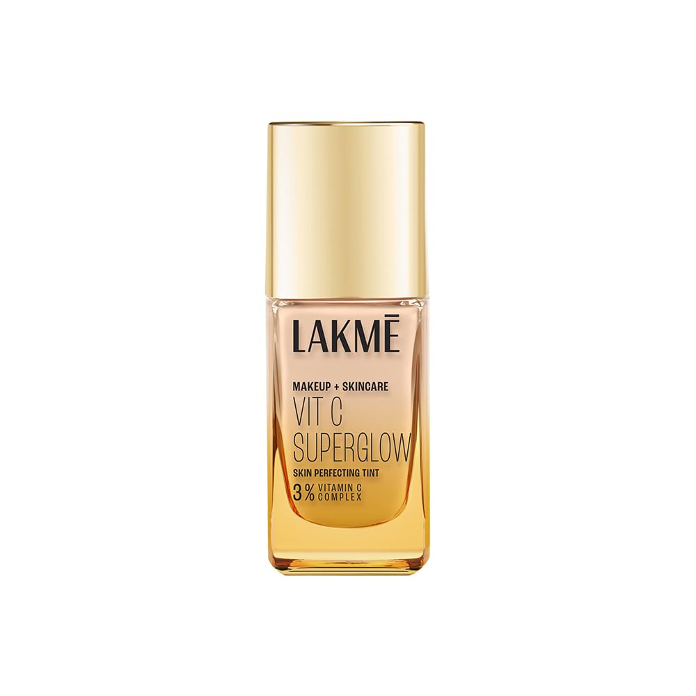 Lakme Natural Makeup for All Skin Types + Vitek Super Glow Skincare Liquid Medium Coverage, Cool Ivory C100, 25 ml, 1 pc