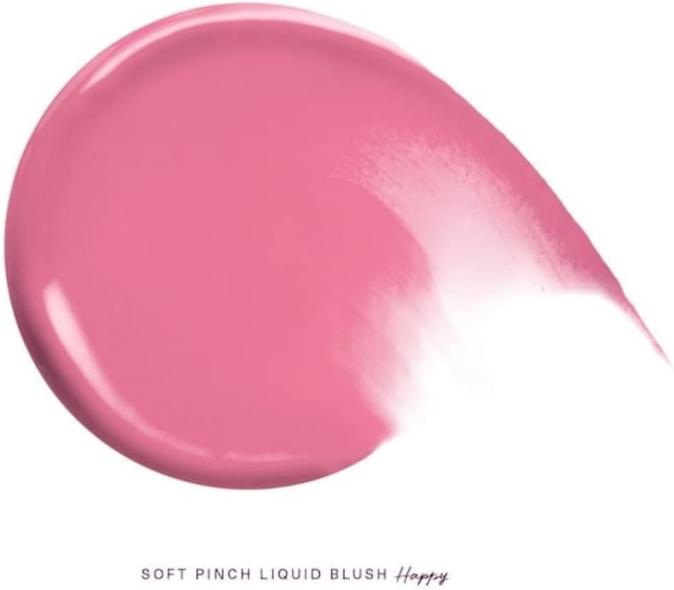 Rare Beauty Soft Pinch Liquid Blush Mini Lightweight, Buildable Blush for Natural Flush, Travel-Friendly Size, Infused with Joyful Color- 3.2ml - Happy - Dewy Cool Pink