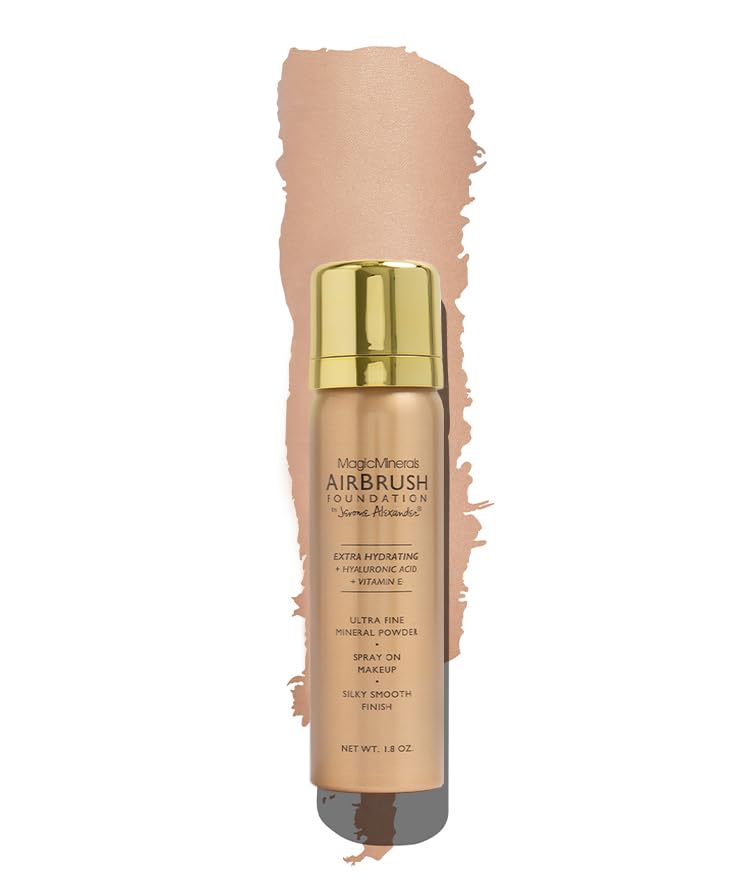 Jerome Alexander Airbrush Foundation Ultra Hydrating, Spray Foundation Makeup with 2x the Active Ingredients, Ultra-Light, Buildable, Full Coverage Formula (Light Medium)