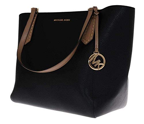 Michael Kors Women's Kimberly Bonded Tote, Leather - Black/Dark Khaki