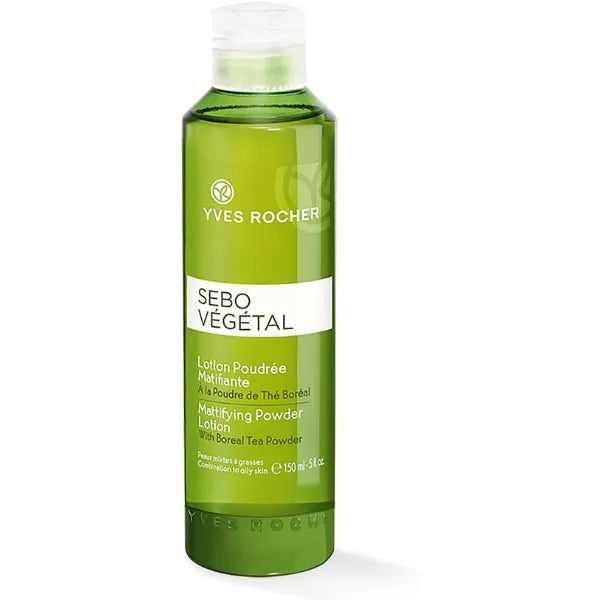 Yves Rocher Sebo Vegetal Mattifying Powder Lotion, 150ml/5flOz - Controls Shine, Reduces Oil, Purifies Skin, Refreshes Skin, Tightens Pores, Combination to Oily Skin, Daily Use