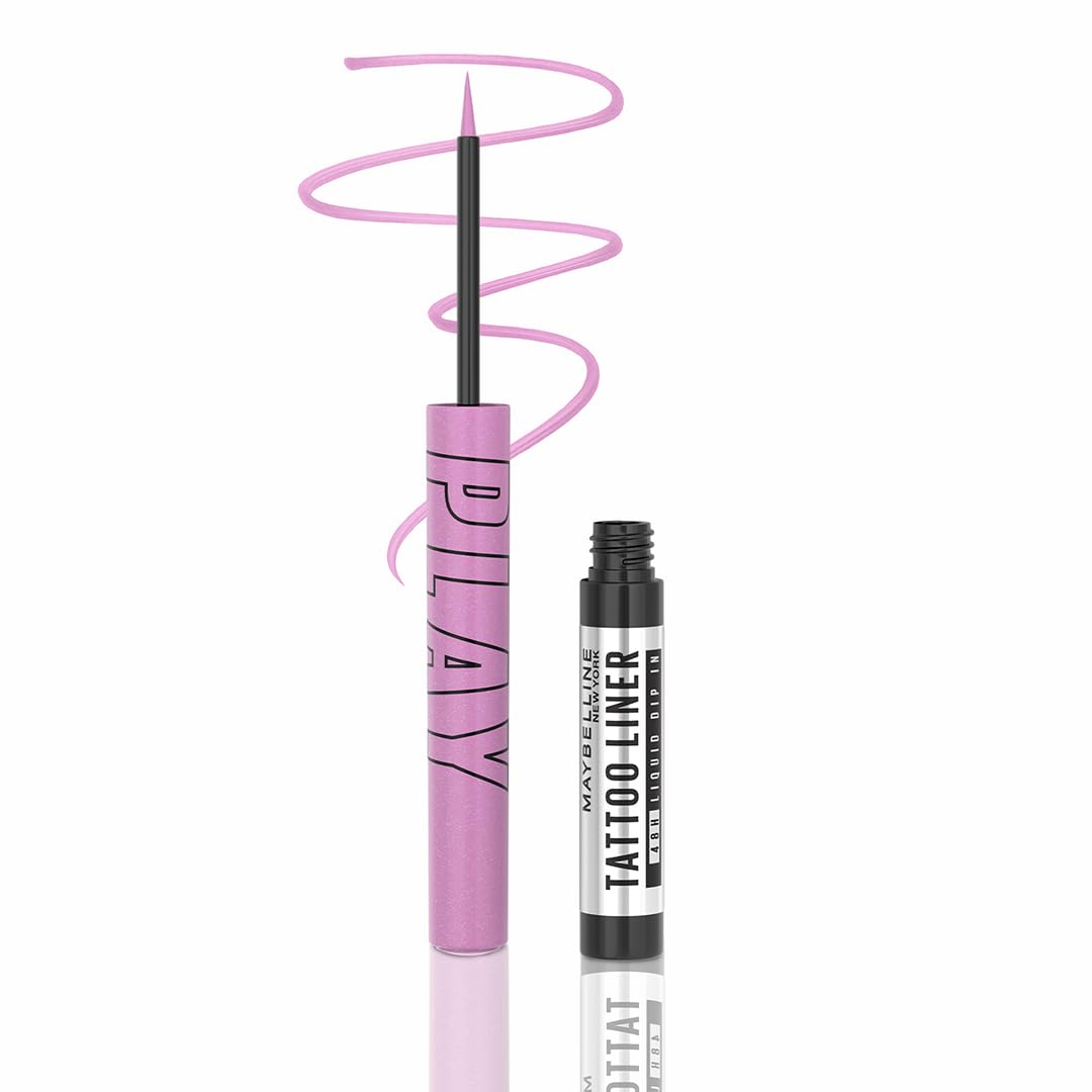 Maybelline New York Tattoo Play Purple Liquid Eyeliner - Longwear Waterproof Eyeliner - Matte Finish, Shake, 2.1ml