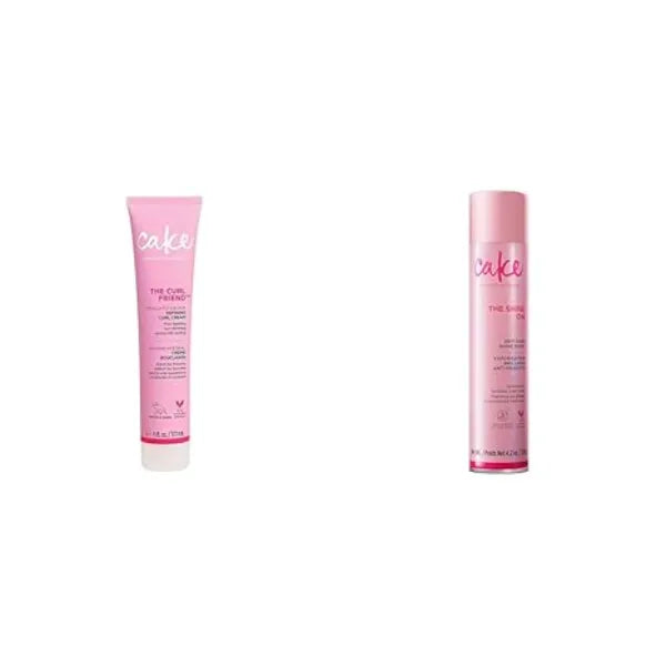 Cake Beauty Curl Friend Defining Curl Cream & Anti Frizz Shine Spray Bundle Bounce Curly Hair Styling & 48 Hours Frizz Control