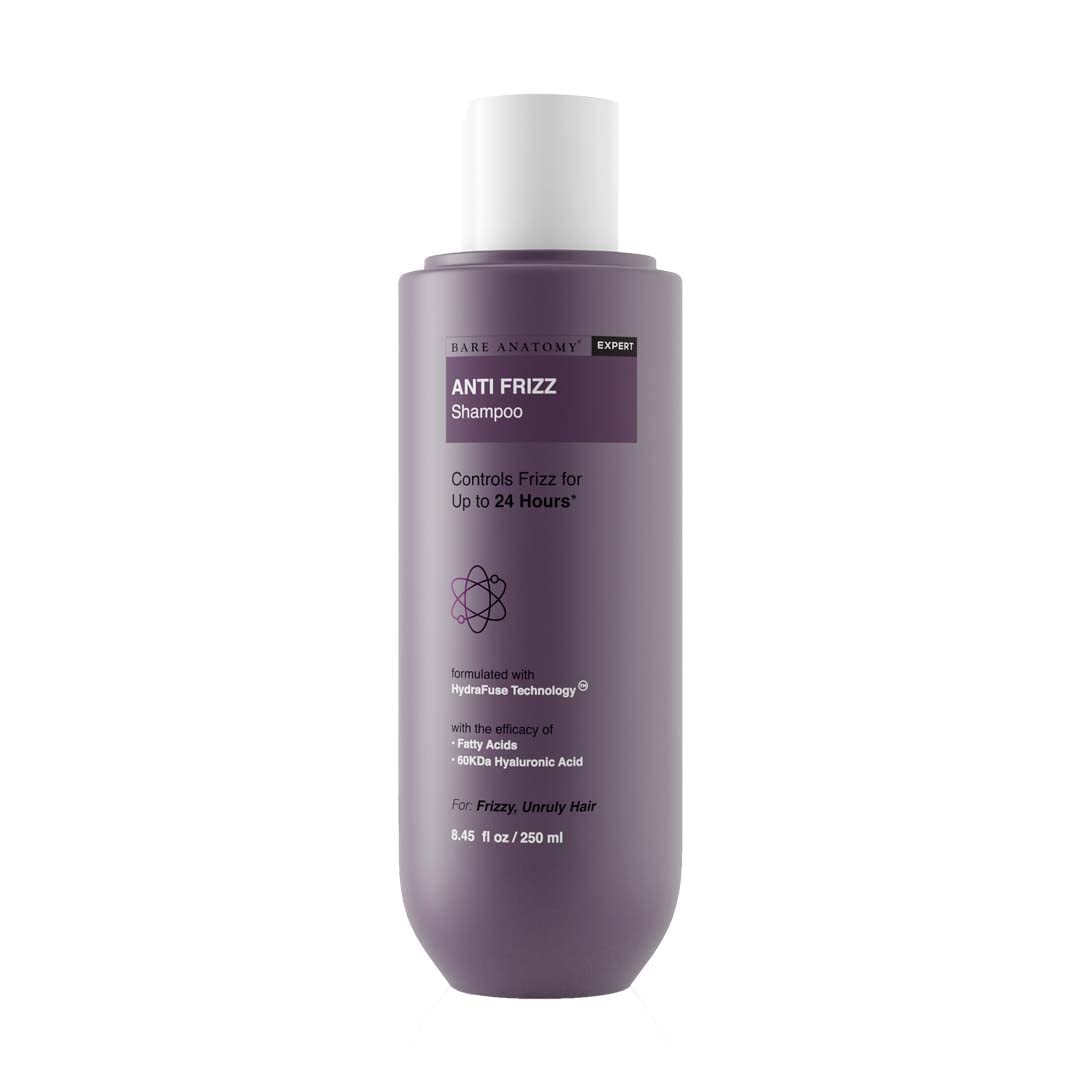 Bare Anatomy Anti Frizz Shampoo, Frizz Control Upto 24 Hrs, Powered By Hyaluronic Acid & Fatty Acids, Smooth, Shiny & Frizz Free Hair, Paraben & Sulphate Free, Women & Men - 250Ml