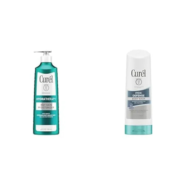 Curel Hydra Therapy In Shower Lotion, Wet Skin Moisturizer for Dry or Extra dry Skin & Itch Defense Calming Daily Cleanser, Body Wash, Soap-free Formula