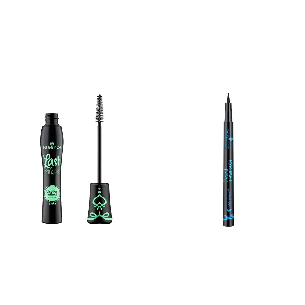 Essence Lash Princess False Lash Effect Mascara, Black & Essence Eyeliner Pen Waterproof - 01 Black, 77217, 0.03 Fluid Ounce
