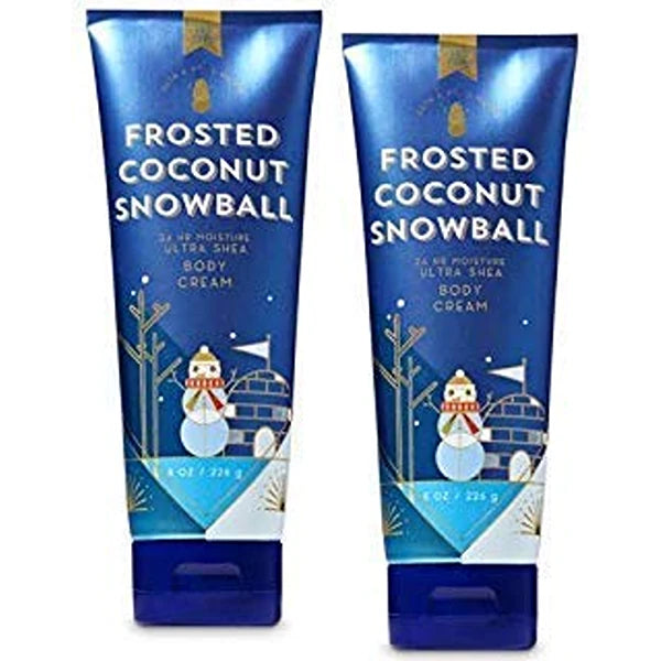 Bath & Body Works 2 Pack Frosted Coconut Snowball Ultra Shea Body Cream 8 Oz.