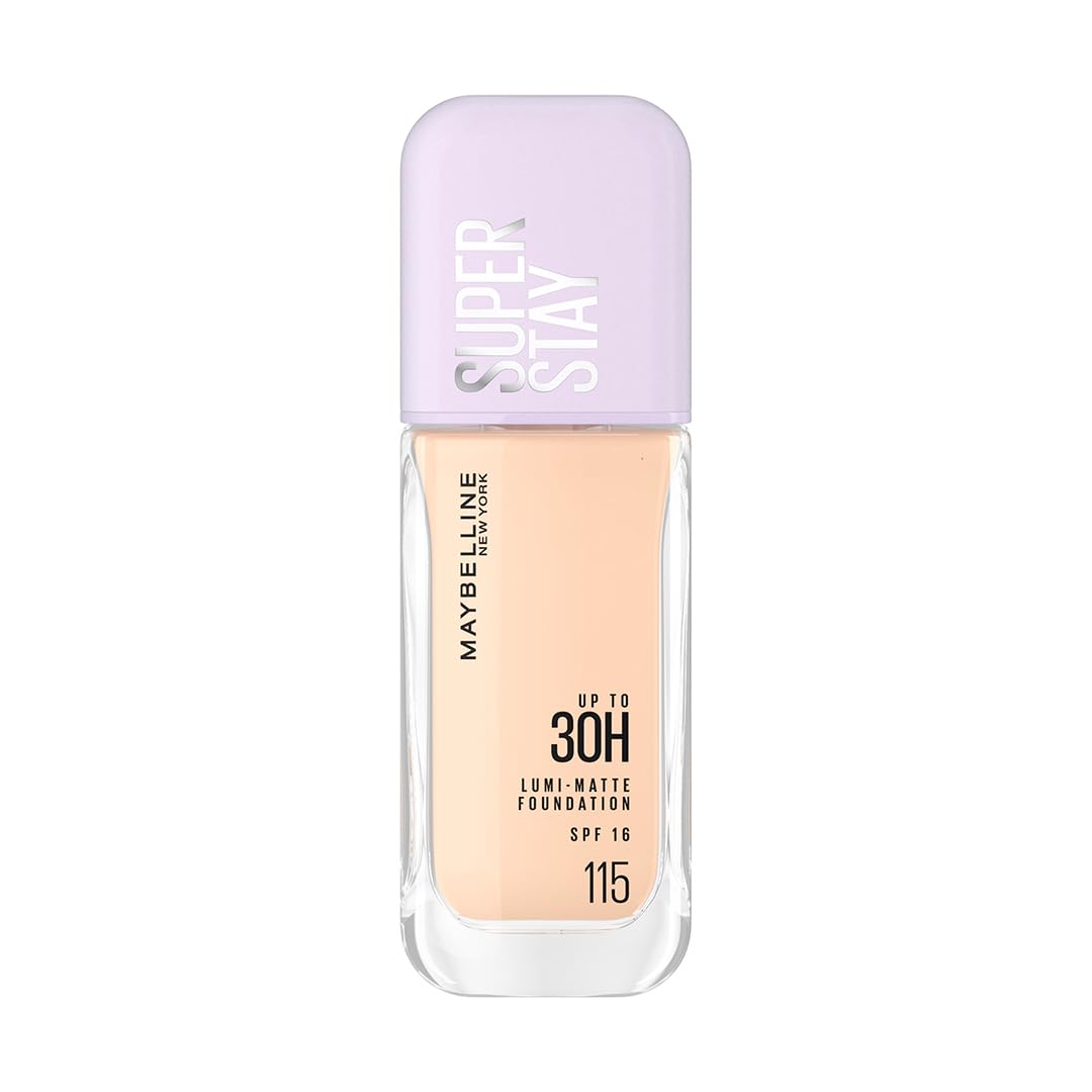 Maybelline New York Super Stay Lumi Matte Liquid Foundation, 30 HR Long Lasting yet Lightweight, 115, 35ml