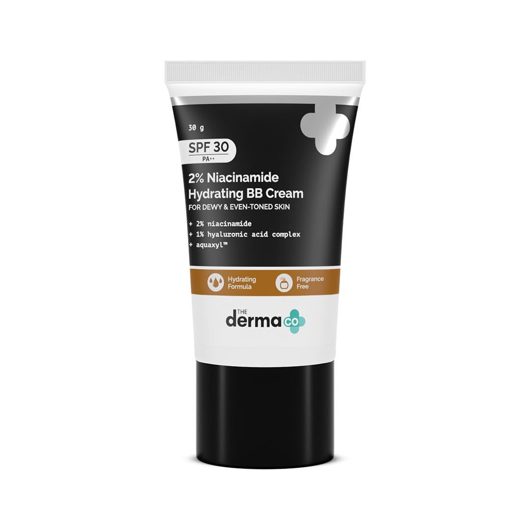 The Derma Co 2% Niacinamide Hydrating BB Cream With 1% Hyaluronic Acid Complex & Aquaxyl, Medium, Matte, All Skin Type - 30 Gm |03 - Warm Beige