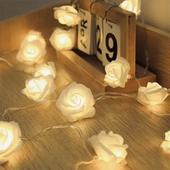 PATPAT LED Foam Flower Fairy Lights with Battery, USB, and Remote Control - Ideal for Valentine's Day, Weddings, and Festive Decorations White