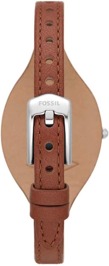 Fossil Women's Carlie Three-Hand, Stainless Steel Watch with a 28mm case size and a leather strap