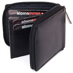 Alpine Swiss Alp-1459 Bifold Wallet for Men (Black, Leather)