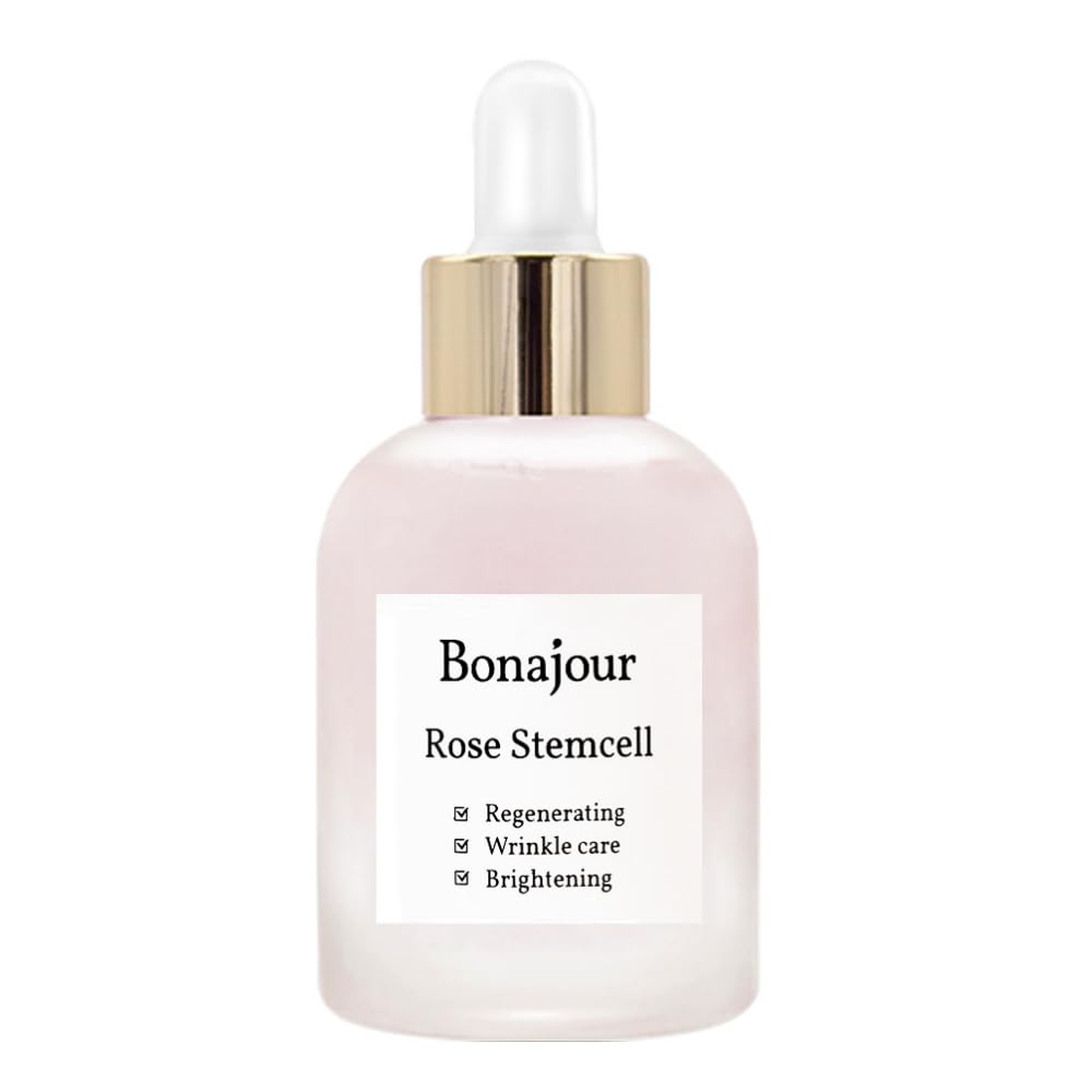 BONAJOUR Rose Stem Cell Ampoule, Best Face Anti-Wrinkle & Aging, Brightening Care Serum - 1 fl oz