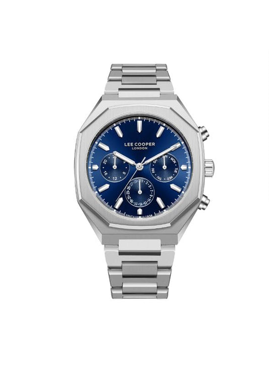 Lee Cooper Men's Watch, Multi Function Display and Metal Strap - LC08045.390, Silver