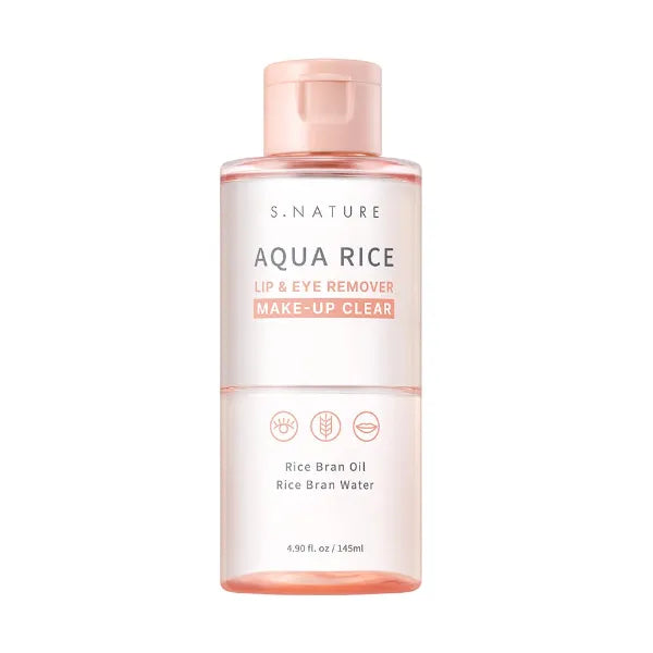 S.NATURE Rice Water Eye & Lip Makeup Remover 4.90 Fl Oz｜No Sting, No Residue｜For Waterproof Makeup｜145ml