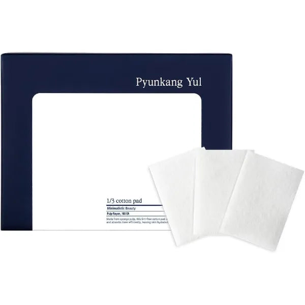 Pyunkang YUL PKY 1/3 Cotton Pads - High Absorbency Facial Toner Pads, Lint-Free Makeup Remover Squares (160 Count)