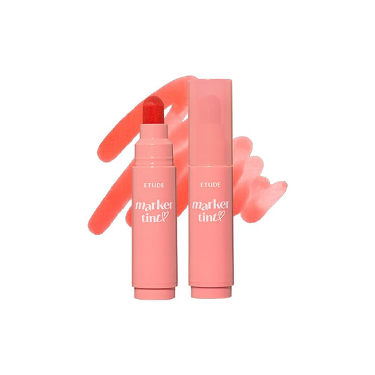 ETUDE - Dear Darling Marker Tint | Moisturizing & Long Lasting Lip Tint | High Pigmentation Lipstick - #5 Pink Tangerine