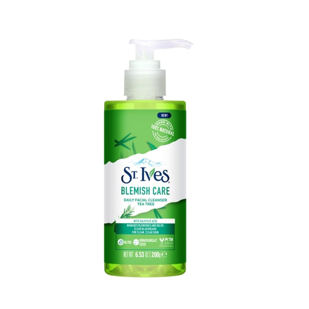 St. Ives Blemish Care Face Wash With 100% Natural Tea Tree Extracts & Salicylic Acid| Unclogs Pores and Removes Impurities, Dirt & Oil| Dermatologically Tested| Soap-Free & Paraben-Free| 200ml