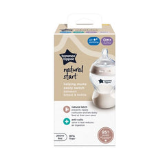Tommee Tippee Baby Bottles, Natural Start Anti-Colic Baby Bottle with Slow Flow Breast-Like Teat, 260ml, 0m+, Self-Sterilising, Baby Feeding Essentials, Pack of 1