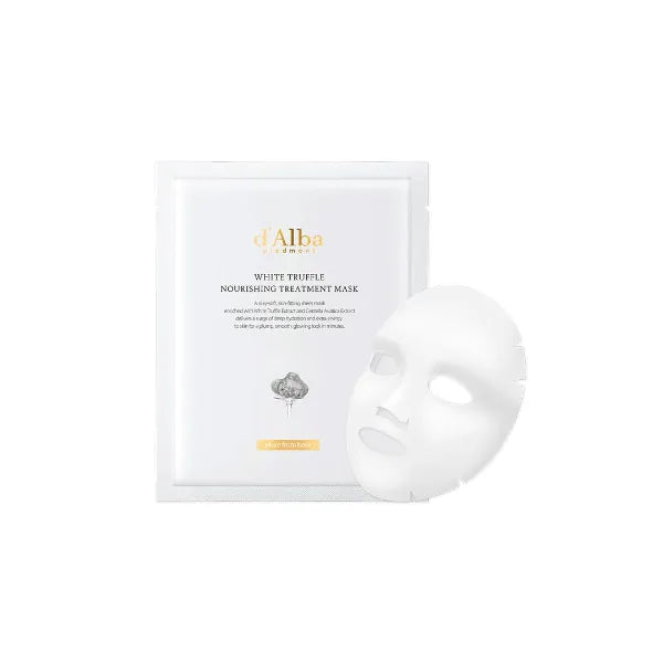 d'alba Piedmont Italian White Truffle Nourishing Mask 5pcs, Vegan Skincare, Nourishing Sheet Mask for Dry and Tired Skin, Deep Hydration, Korean Skin Care