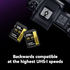 Lexar Professional 2000x SDXC Memory Card 256GB, UHS-II, C10, U3, V90, FHD & 8K Video, Read up to 300MB/s, for DSLR Cameras and Cinema Quality Camcorders (LSD2000256G-BNNNU)
