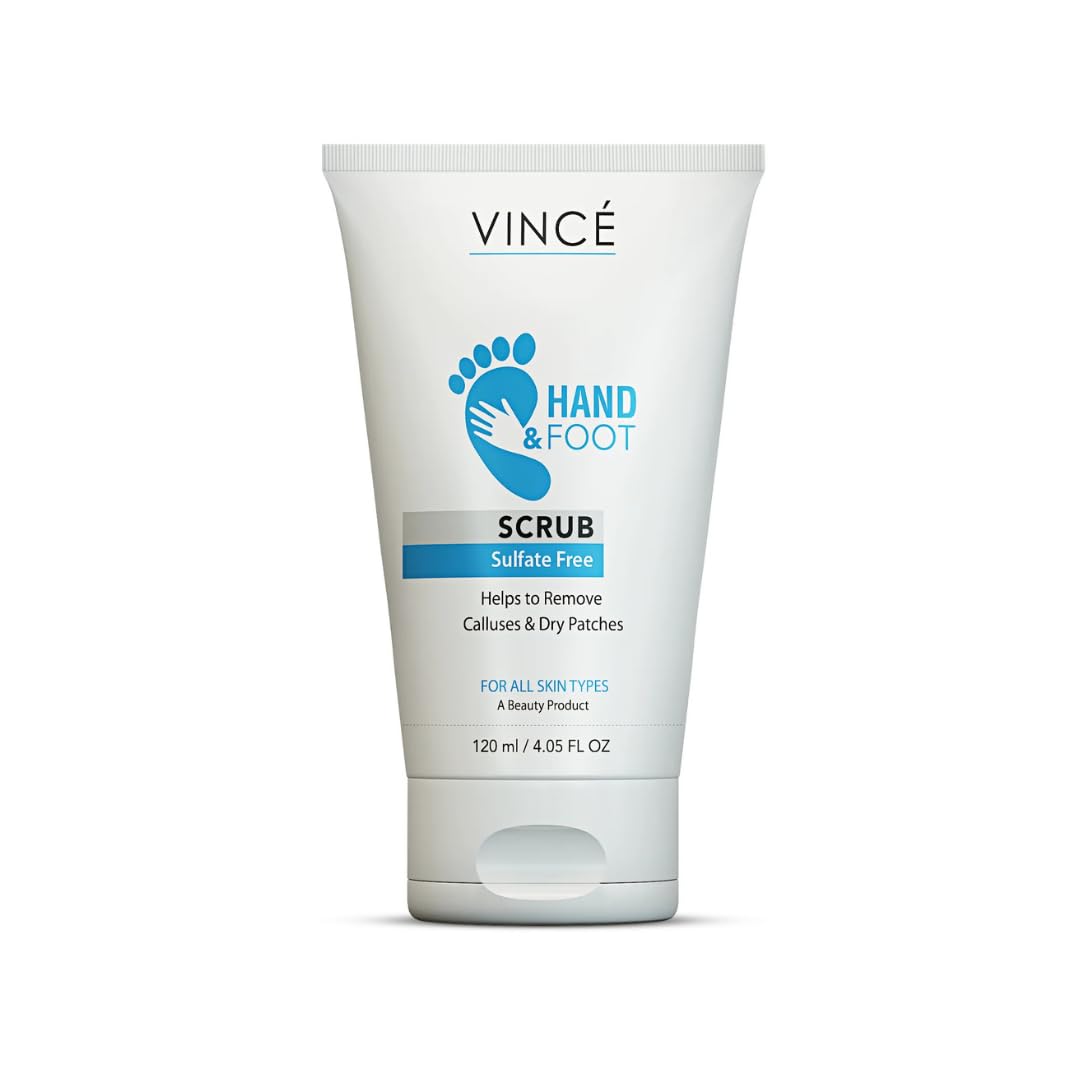 Vince Hand & Foot Scrub – Exfoliates Dead Skin & Removes Rough Patches – Deeply Cleanses, Moisturizes Dry Skin, Restores Softness & Radiance – Smooth, Supple Hands & Feet, 120ml