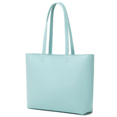 MEEGIRL Ladies Tote Bags Simple PU Leather Handbags Work School Shopping Bags for Women with Zip and Inner Pocket - Blue