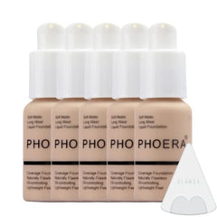 Glamza Phoera Foundation Full Coverage Makeup Set - 24hr Long Lasting Oil Control - Soft Smooth Matte Flawless Concealer Cream - Inc x5 30ml Foundation & Silicone Blender Sponge (102 Nude)