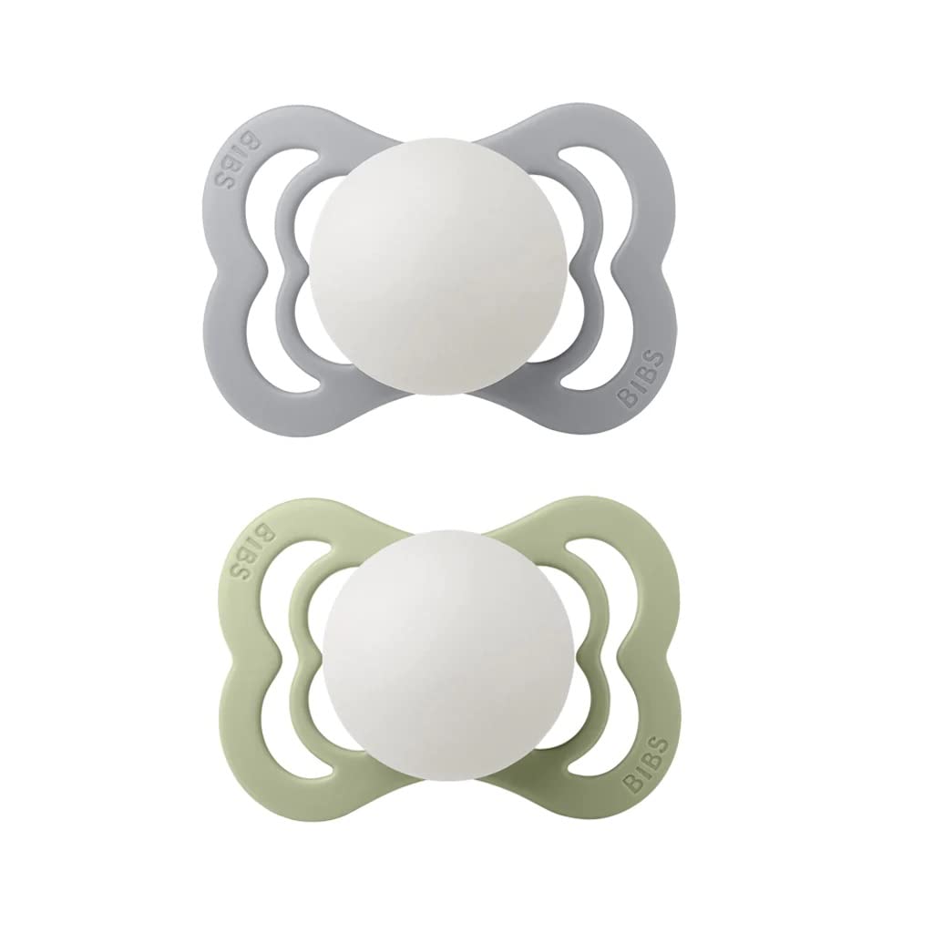 Bibs Pacifier Couture (Silicone) Sz 2 - Toddler (+6M) 2pc - Sage Night/Cloud Night