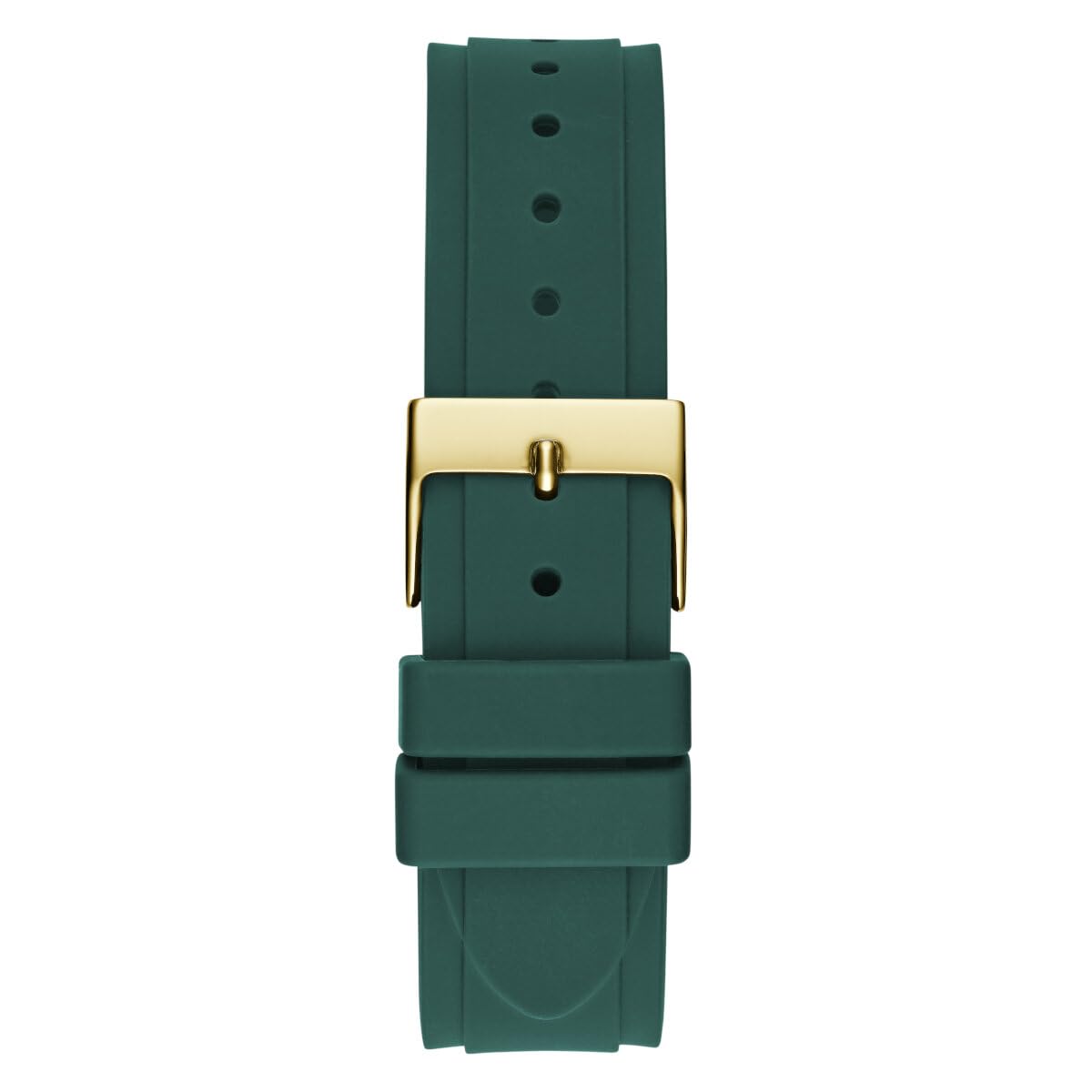 GUESS P GLD CS W/CRYS/SUN CHAMP MF DL/GREEN TEXTURED SILICONE STRP