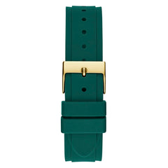 GUESS P GLD CS W/CRYS/SUN CHAMP MF DL/GREEN TEXTURED SILICONE STRP