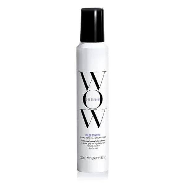 COLOR WOW Color Control Purple Toning + Styling Foam – Instantly rids Blonde & Gray hair of brassy, yellow tones, Alcohol free, crunch free styling 200 ml