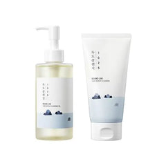 ROUND LAB Dokdo 2 Step Pore Purifying Cleanser Duo for Facial Cleansing, 1025 Dokdo Cleansing Oil and Cleanser, Makeup Blackhead Remover for Sensitive Skin, Easy to Wash, Korean Skin Care