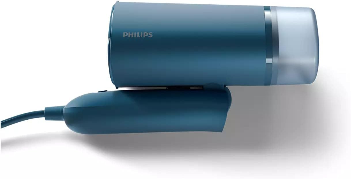 Philips Compact Handheld Steamer 3000 Series - 1000W - 20g/min Continuous Steam - 2M Cord Length - 100ML - Compact & Foldable - Blue