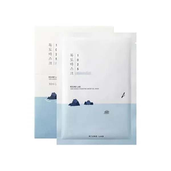ROUND LAB 1025 Water Gel Hydration Mask Hydration locking, Cooling, Rejuvenating, Easy layering, Unscented for sensitive skin (10ea)